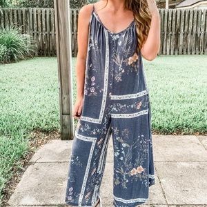 Blue Floral Jumpsuit